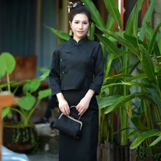 傣族服装女新款改良国风款气质优雅手工盘扣套装显瘦高级定制系列