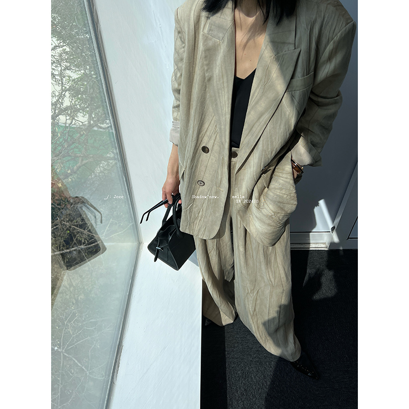 【安酒月专属】JCCC影子 茶褐 莱赛尔西装裤子长袖长款女