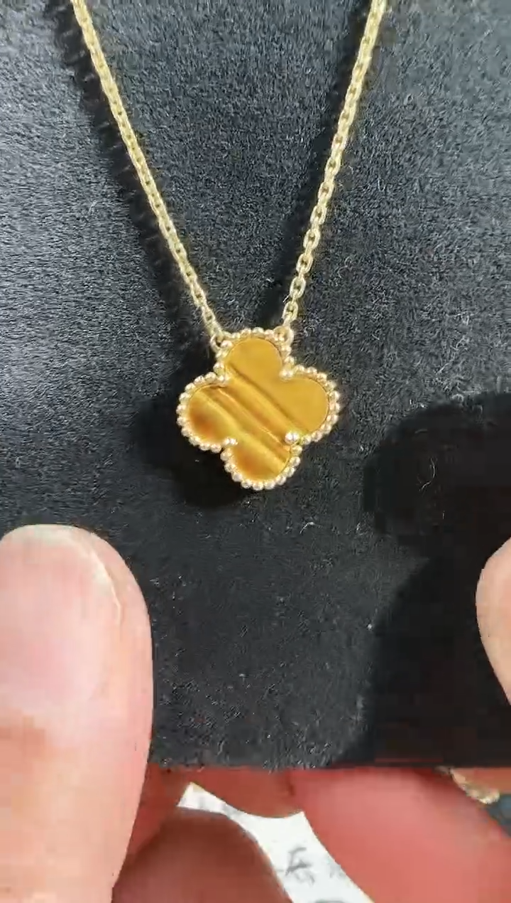 【闪购商品】木变石（虎睛石）项链18K金镶嵌k黄
