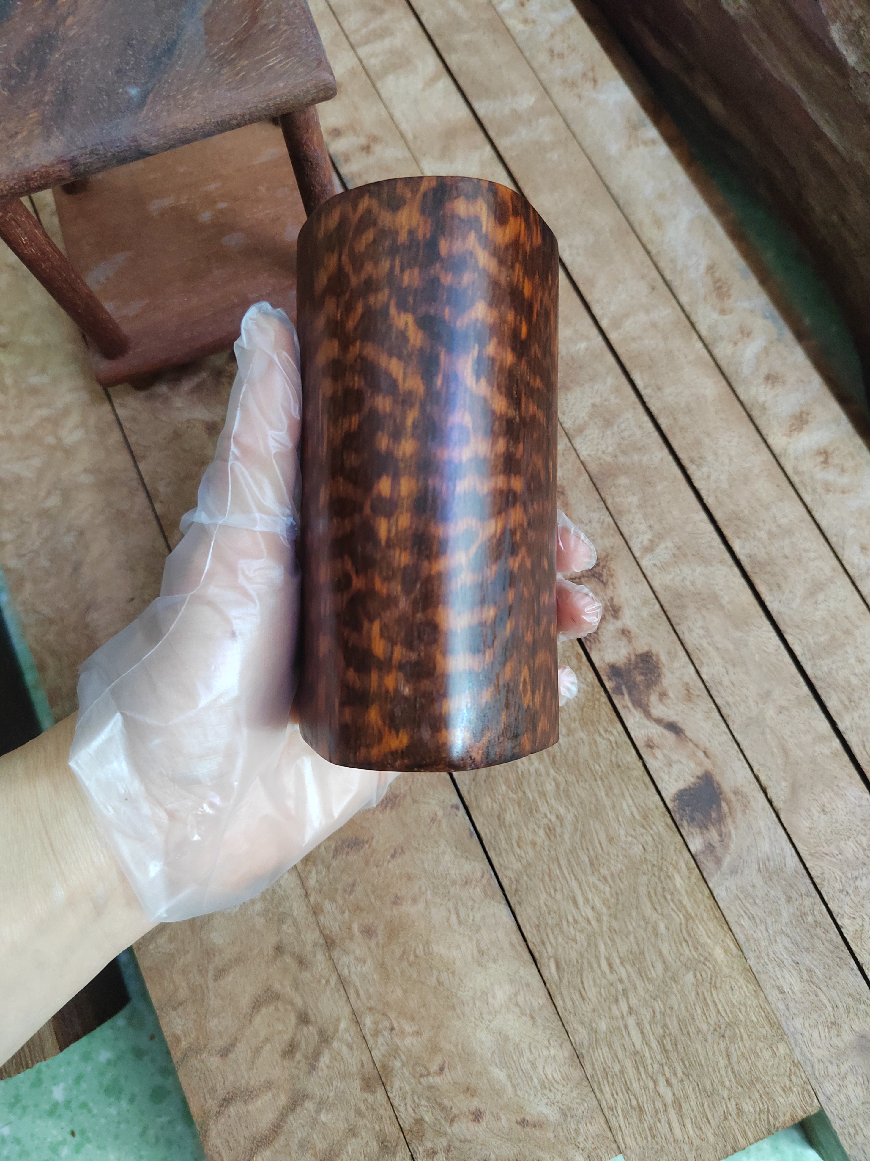 蛇纹木笔筒，书桌办公桌摆件，一物一拍，直播间截图为准