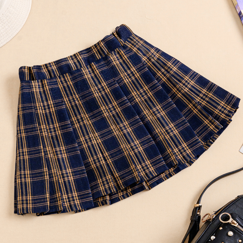 2025小学生校裙校服黑黄红格短裙半身裙女童百褶裙子儿童演出服