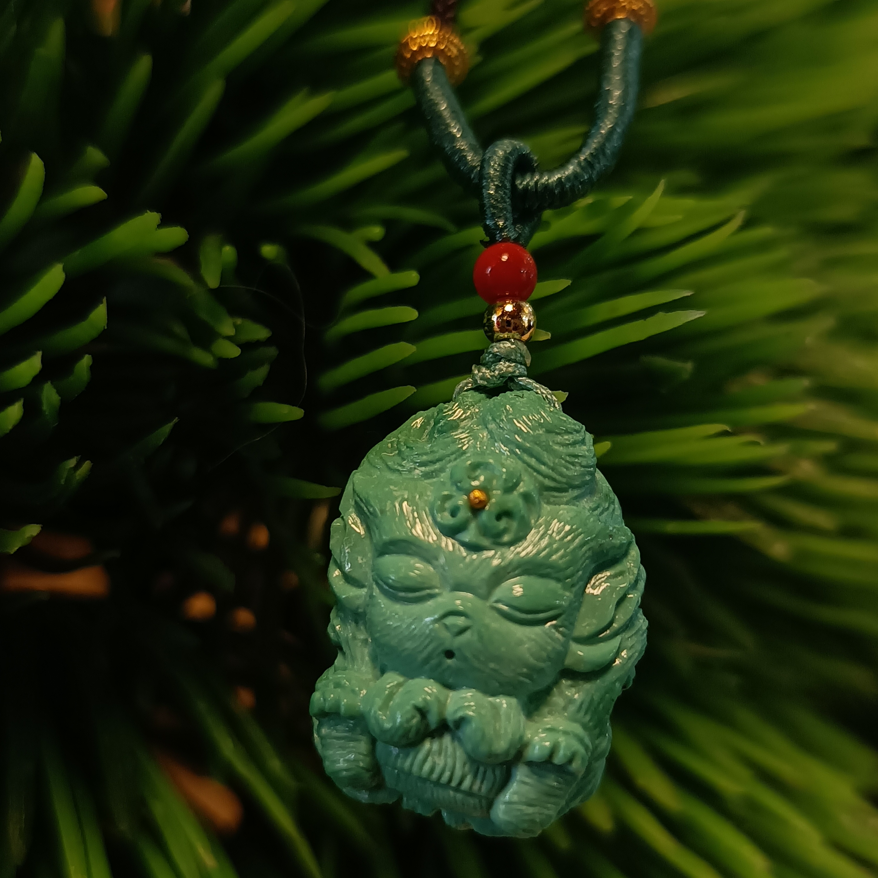 原矿绿松石精工九尾狐吊坠