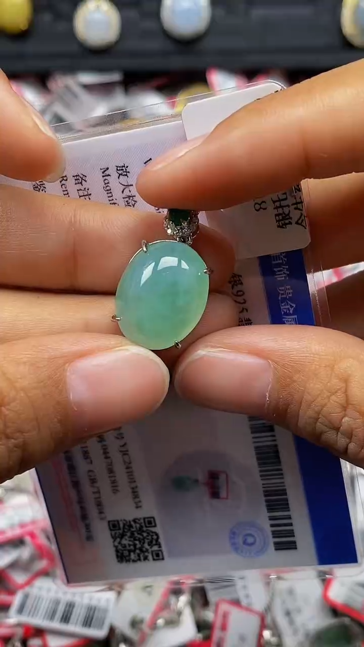 【闪购商品】翡翠吊坠(不含链)银S925镶嵌1017899495