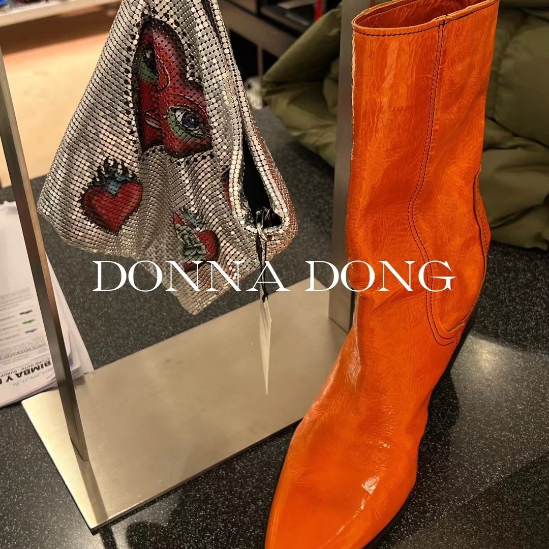 HEN YOU 设计师品牌橙色靴子