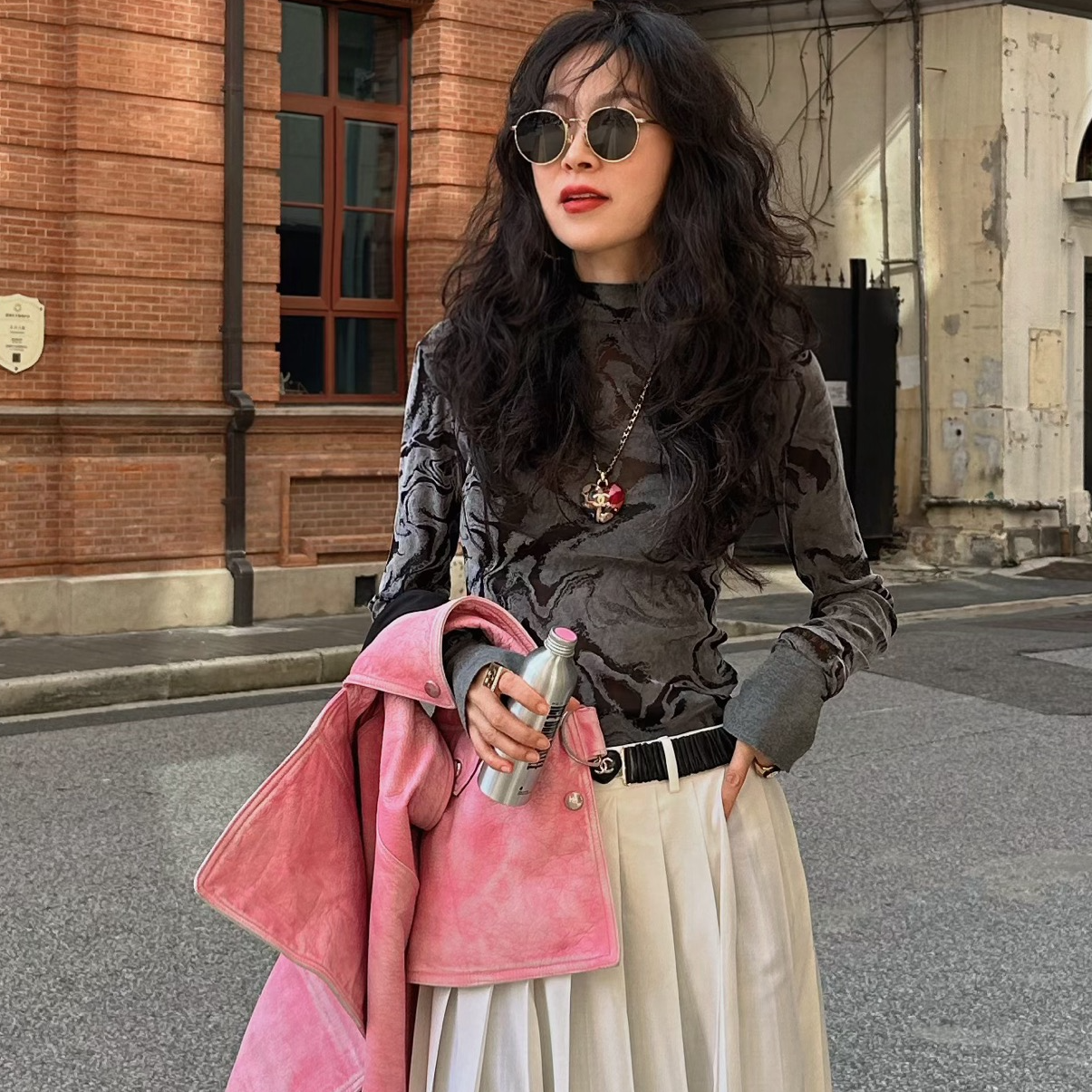 SONG TING 流体艺术长打底T恤