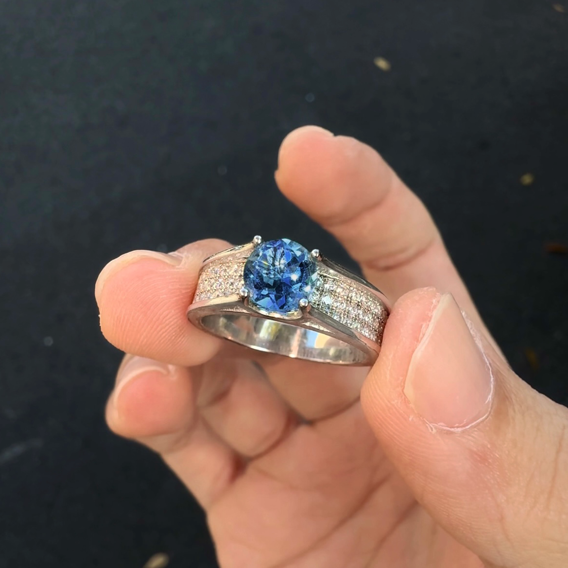 天然深海蓝托帕石[繁星]男女同款轻奢时尚闭口精致满钻镶嵌中秋