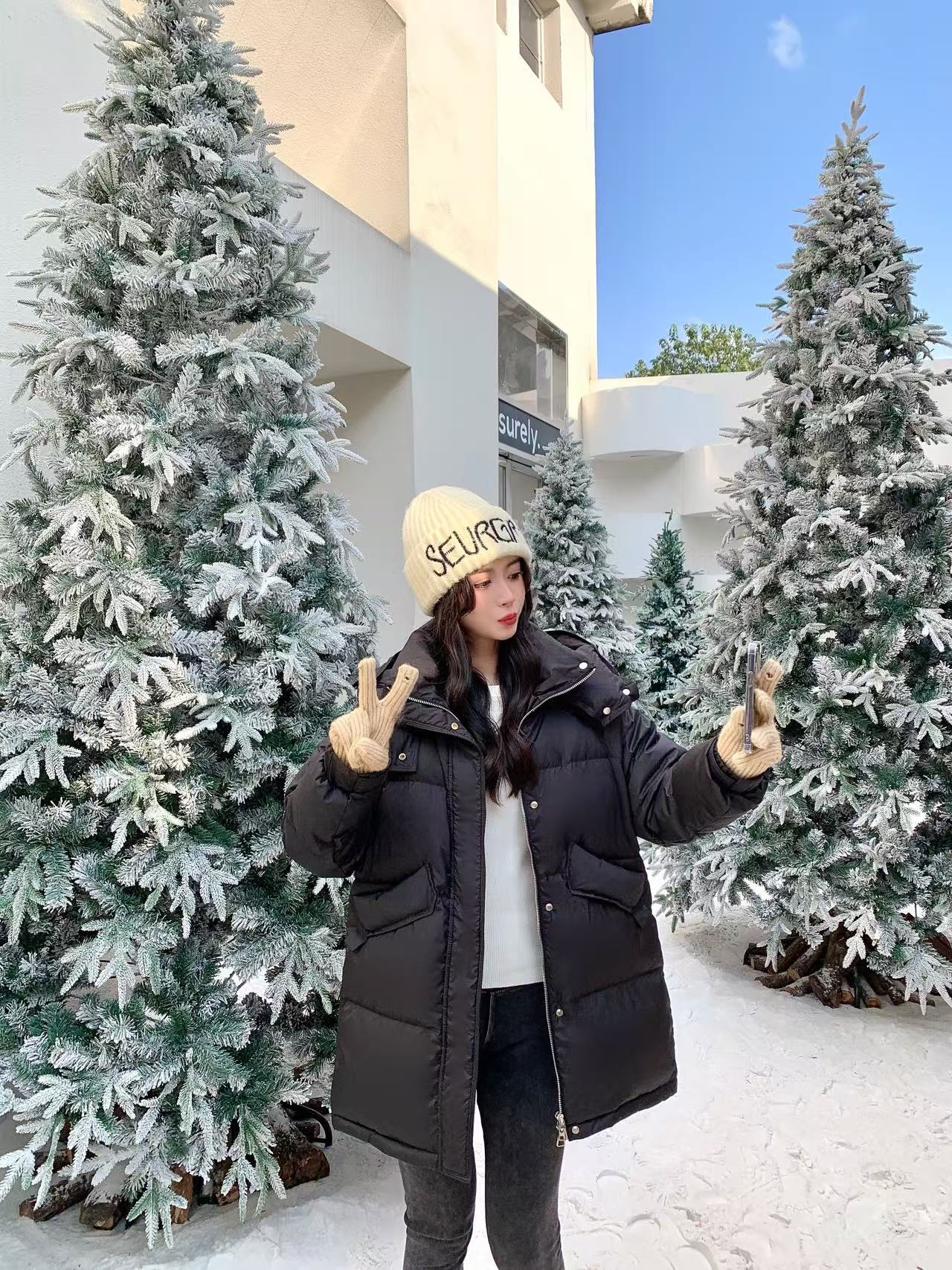 中长款宽松韩版大码90白鸭绒羽绒服