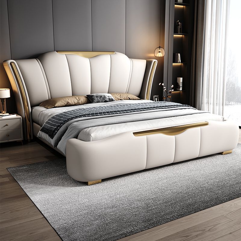 儿童轻奢双人婚床1.5m软包皮艺床意式主卧2米大床现代简约真皮床