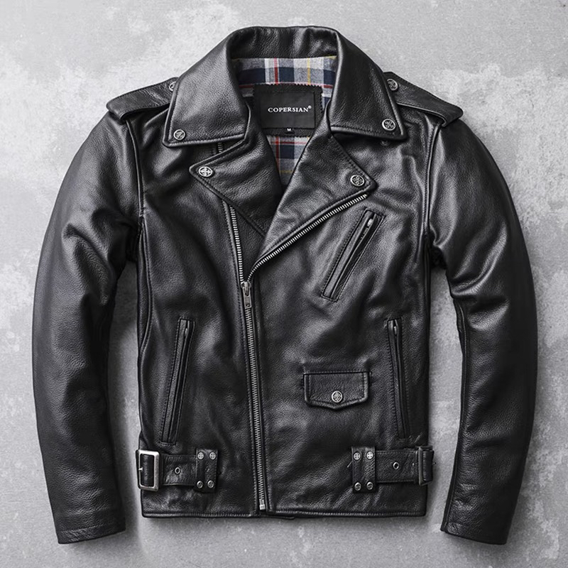 2007机车短款真皮机车多拉链皮衣新款真皮夹克皮衣男士春秋休闲