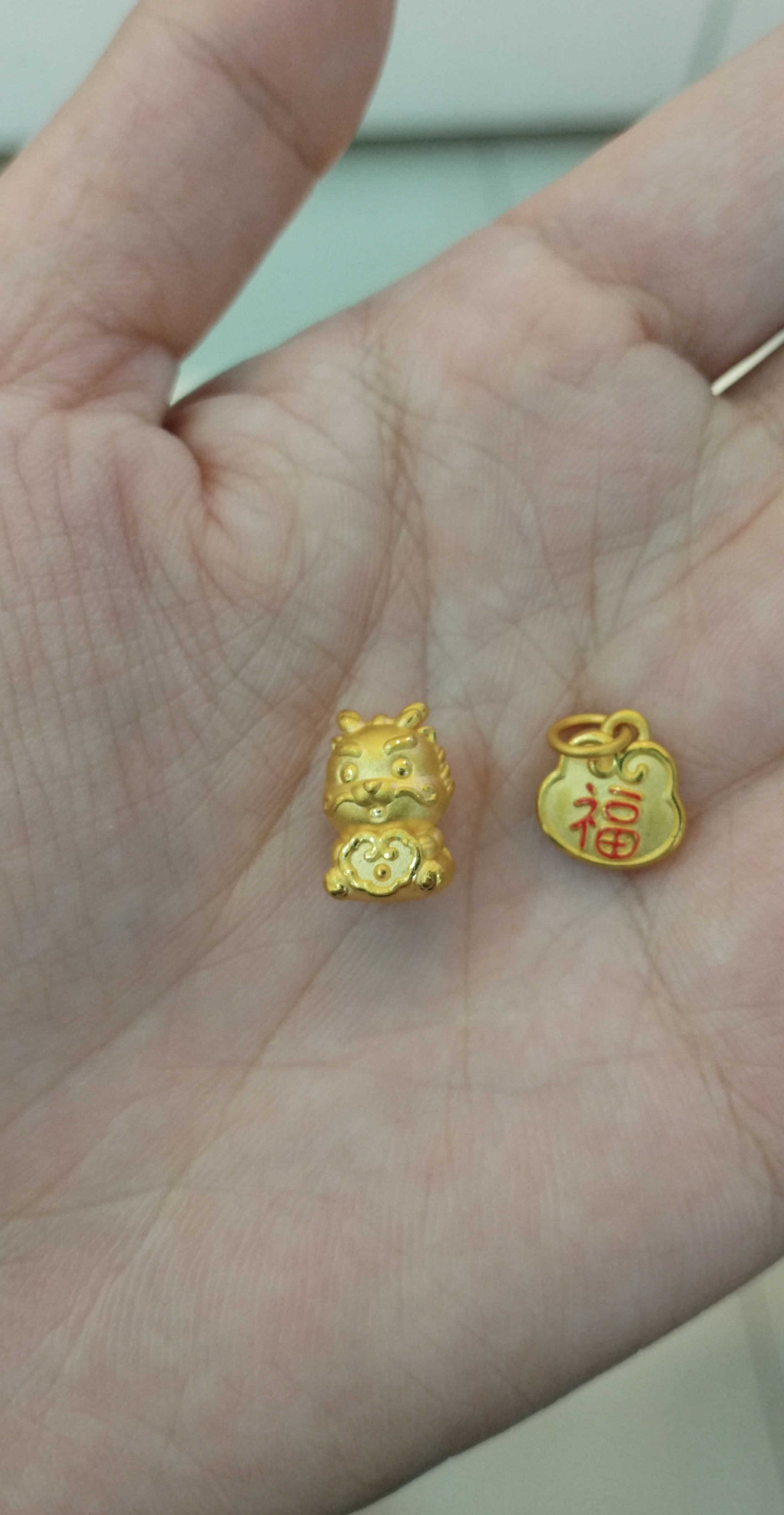 足金999  如意龙 小福牌 精致可编织