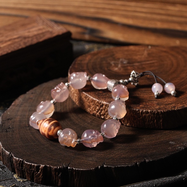 壹加安琪 | 金蟾莲师三眼阿呆玛瑙手串多样性发一件