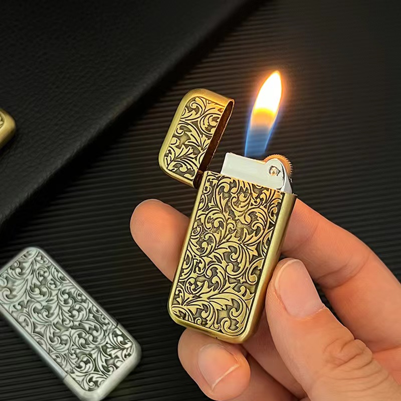 超薄打火机双面创意个性经典窄机唐草花网红