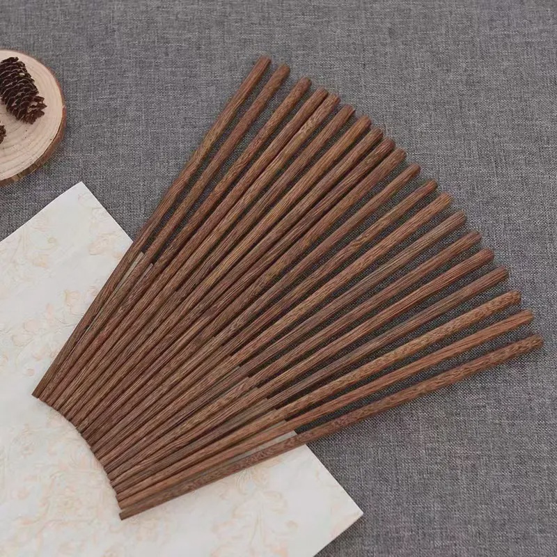 鸡翅木筷子防滑环保防霉无漆无蜡圆顶福字筷高档家用中式原木实木