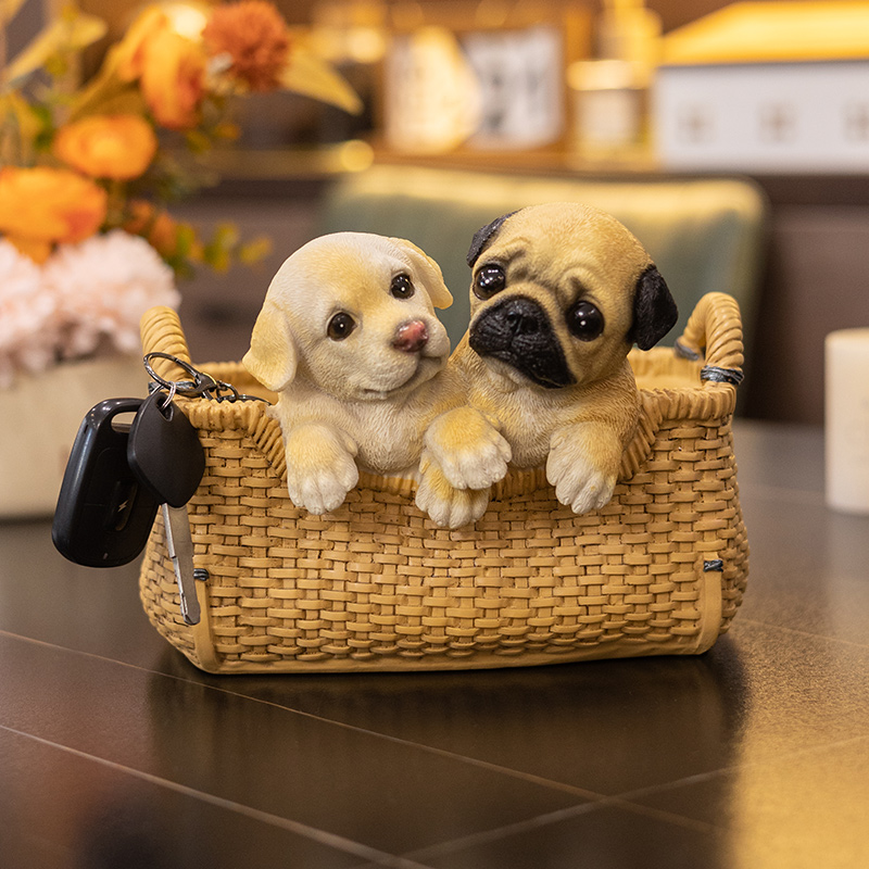 创意家居手工软装饰品可爱狗狗玄关钥匙收纳摆件客厅茶几桌面摆设