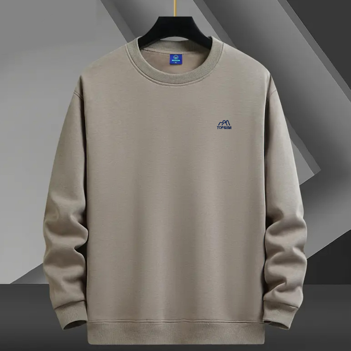 2025新款加绒加厚卫衣男长袖T恤秋冬圆领青年简约百搭宽松上衣服