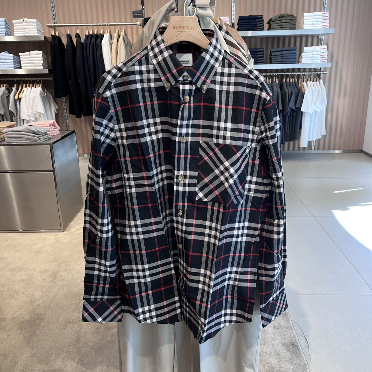 全新未使用 BURBERRY/博柏利 【国现】男士新款中格纹长袖休闲衬衫