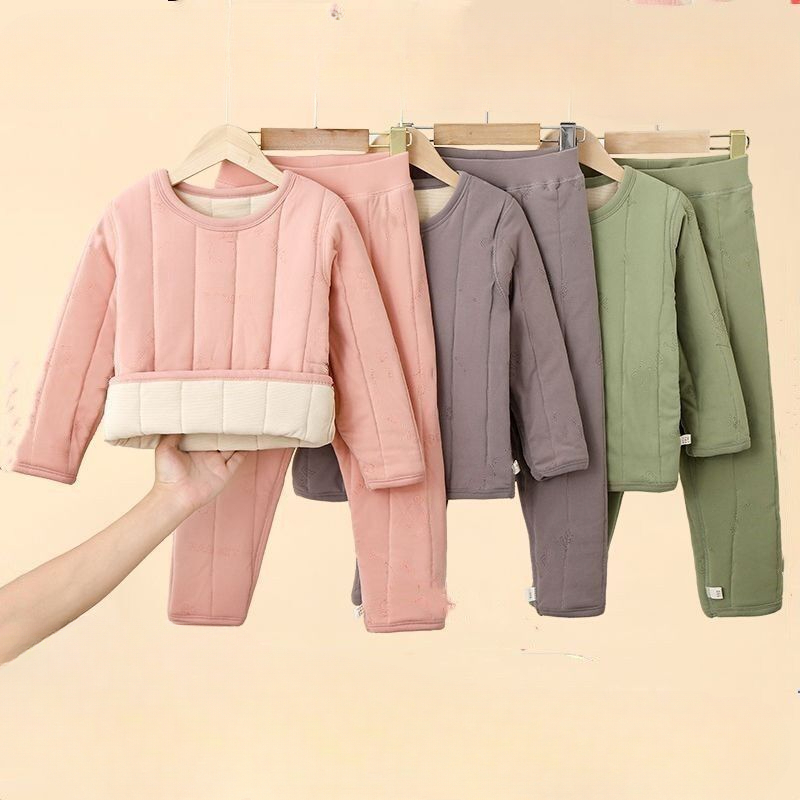 儿童保暖裤保暖衣套装加绒加厚男女童秋冬校服神器棉裤女童棉服