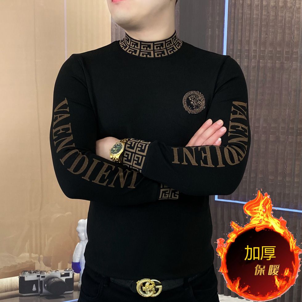 秋冬季新款爆款男士卫衣加厚时尚潮流帅气保暖打底长袖t恤上衣服
