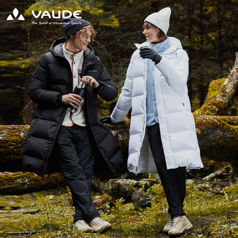 VAUDE巍德秋冬户外连帽中性短款保暖休闲鹅绒外套男长款羽绒服女