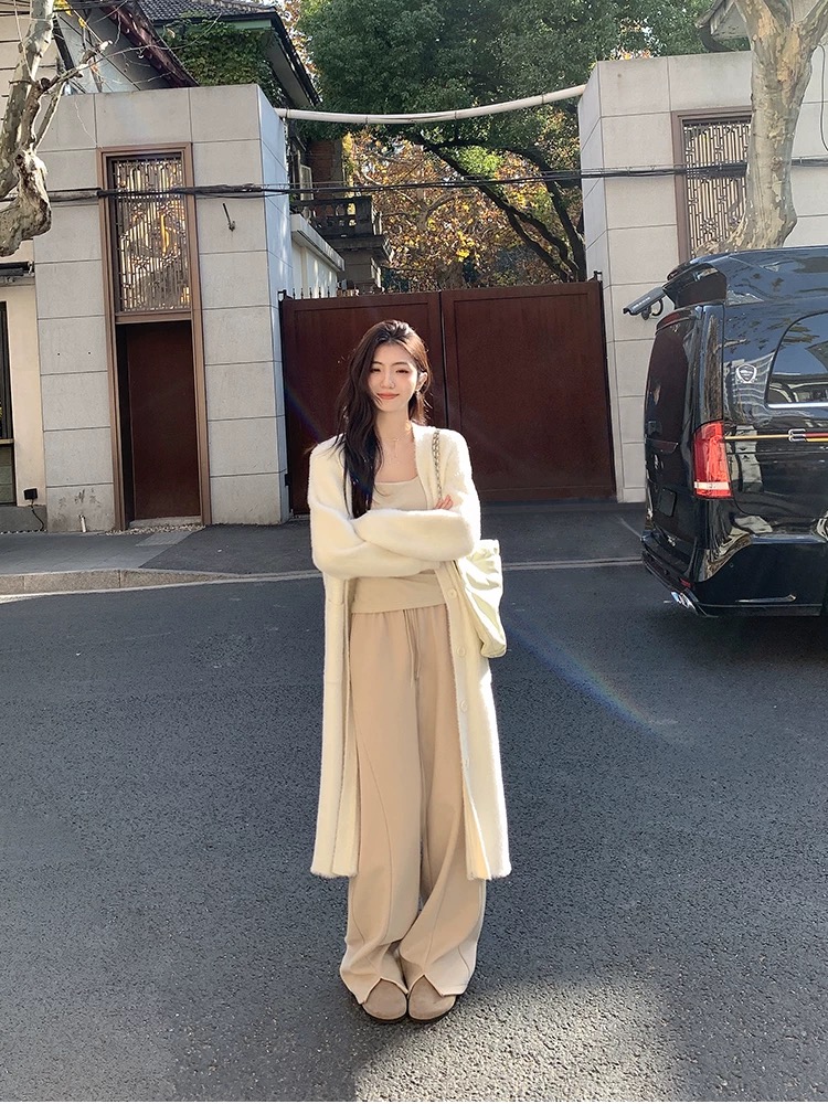 经典款韩版慵懒风加厚大长款oneseven百搭宽松长毛衣开衫