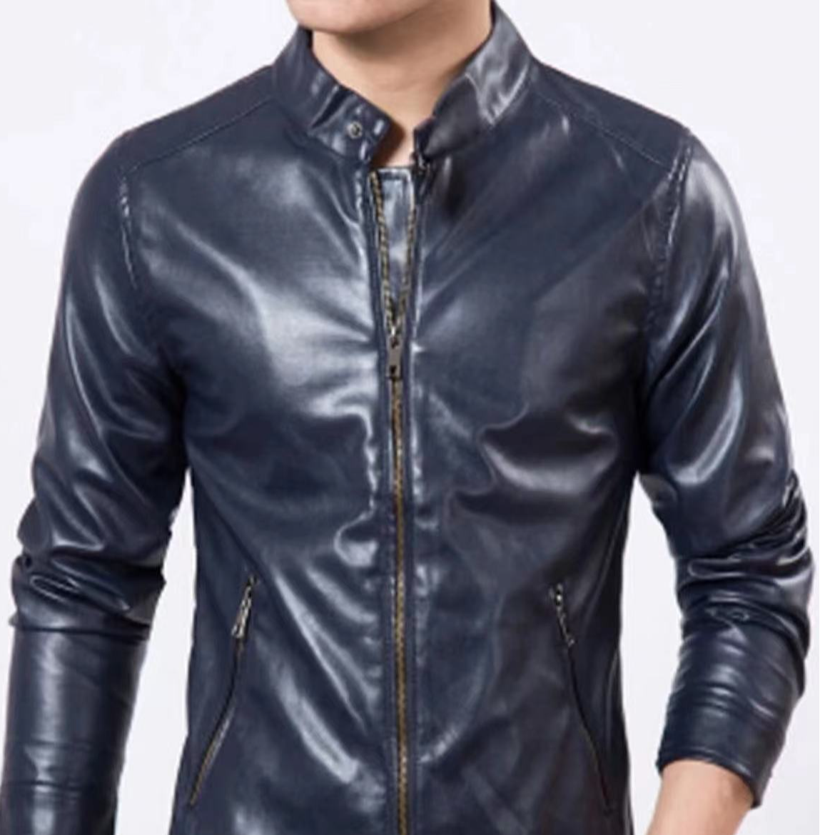  瑕疵库存尾货工装运动风男款皮衣