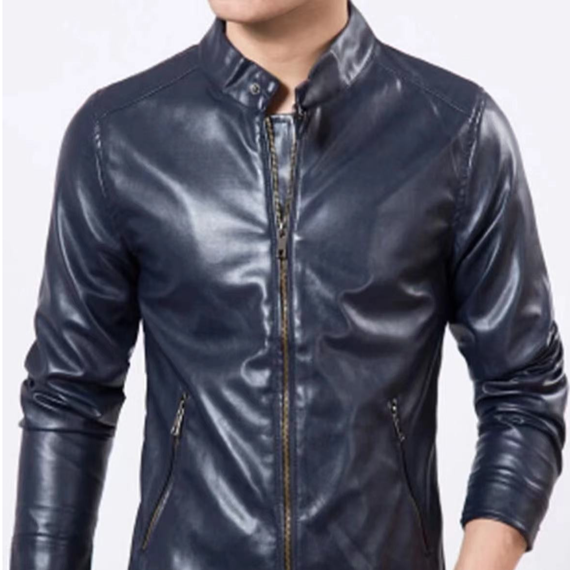  瑕疵库存尾货工装运动风男款皮衣