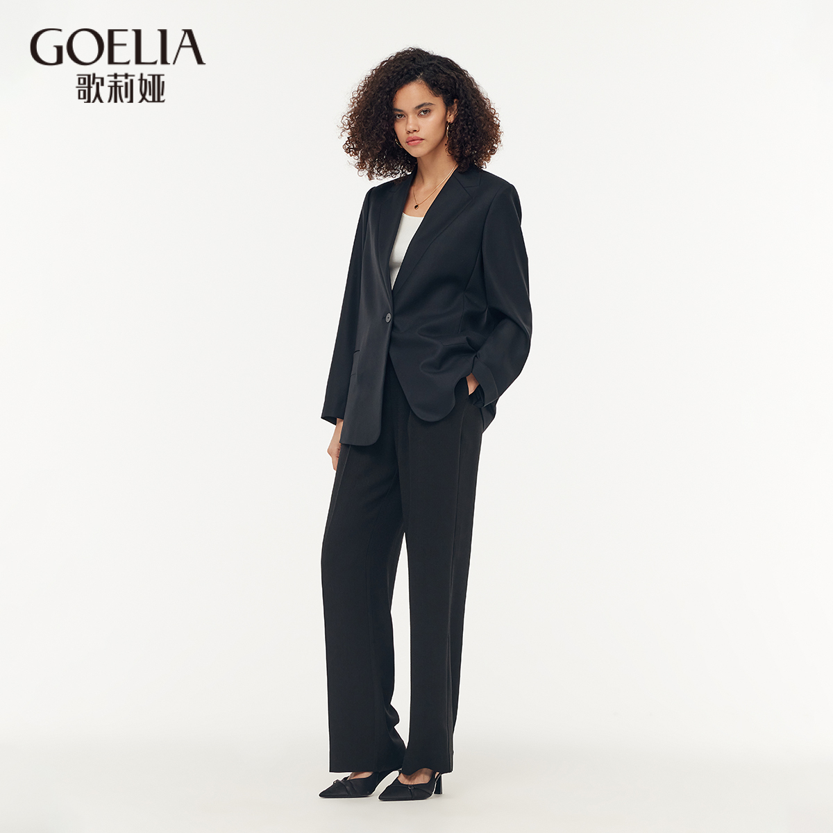 【商场同款新品】歌莉娅春季V领精纺绵羊毛西装欧若动感风1E1L6M180