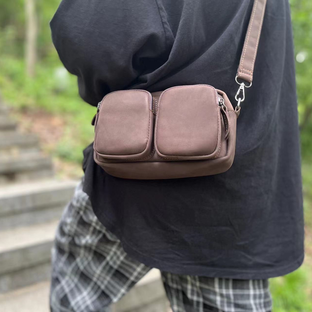 【福利】真皮包包中性单肩斜挎相机包多隔层头层牛皮