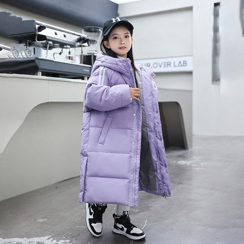 波司澄羽绒服儿童羽绒服女童长款过膝加厚2023新款洋气中大童男女