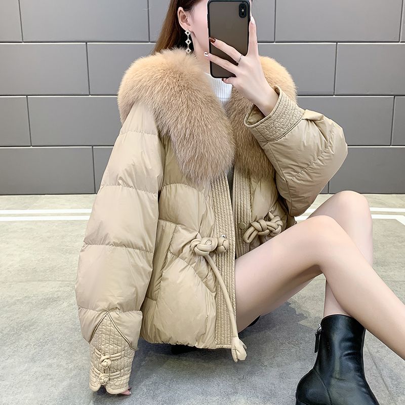 波司澄羽绒服海宁狐狸毛皮草外套女2023新款短款毛绒一体欧货羽绒