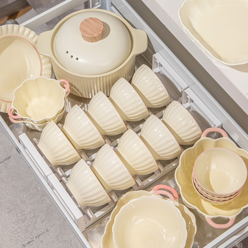 奶油风乔迁之喜送礼碗筷浪漫粉黛陶瓷餐具套装碗盘餐具组合