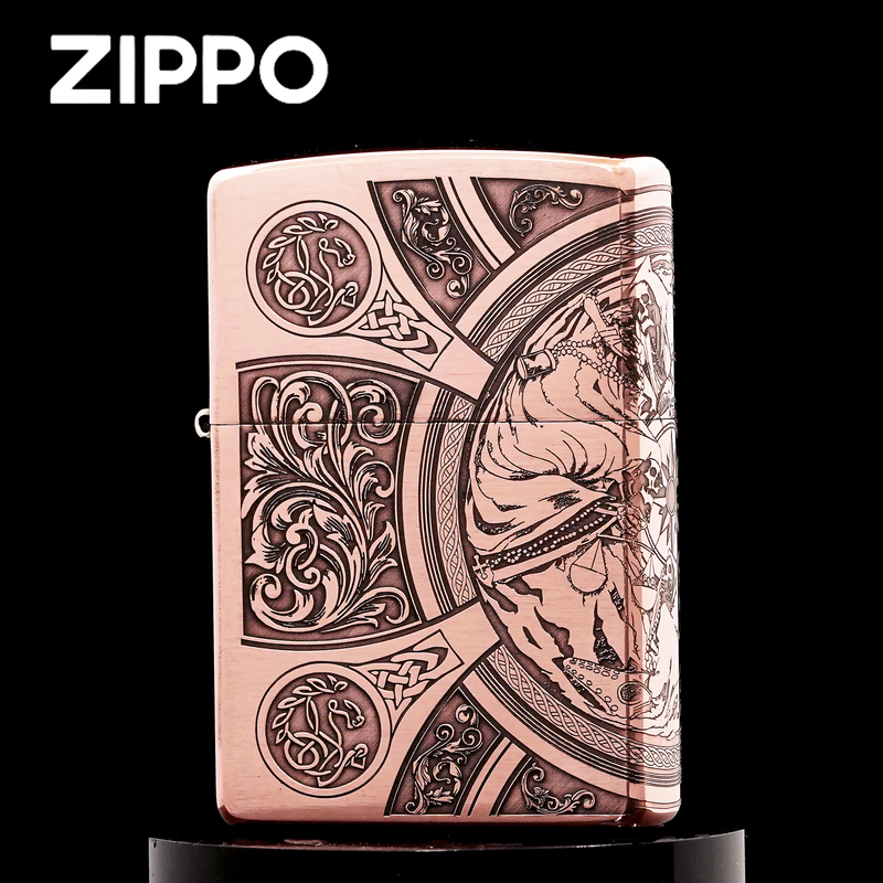 ZIPPO正品打火机/紫铜天启四骑士-五面雕刻盔甲DY9902DK【阿明1