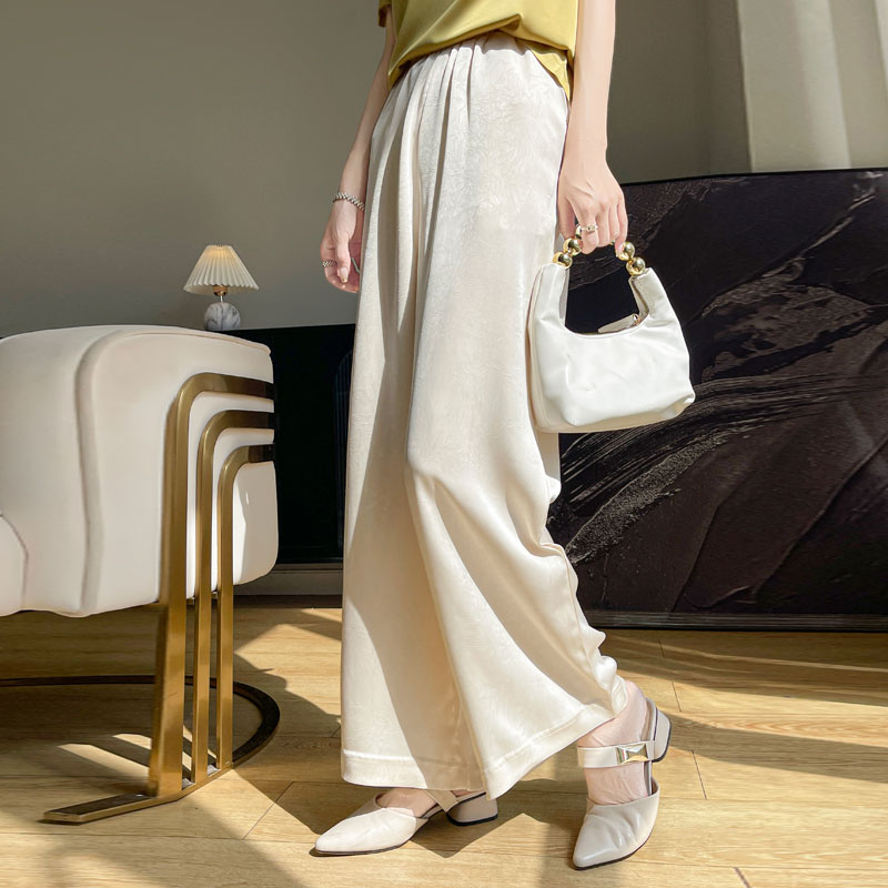 国风阔腿直筒休闲裤春夏薄款高腰外穿优雅长裤女