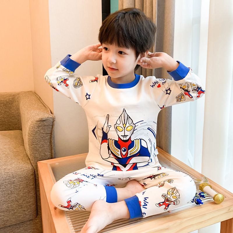 儿童睡衣男童秋衣套装秋裤男孩春秋棉宝宝家居服套装秋冬z
