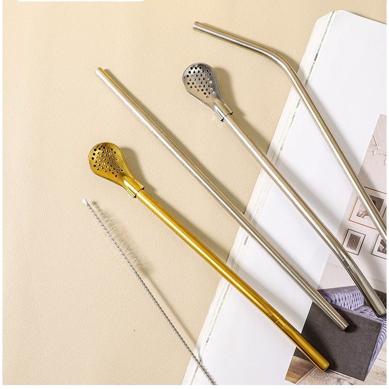 304不锈钢吸管套装餐饮创意搅拌环保饮管家用奶茶粗金属弯头加长