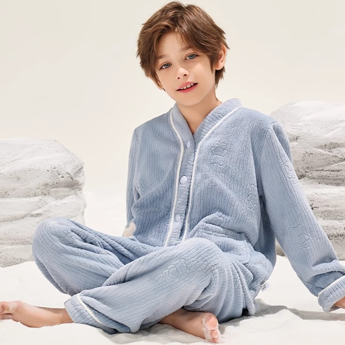 英氏儿童保暖睡衣秋冬牛奶绒加厚男女童家居服套装2024年新SP