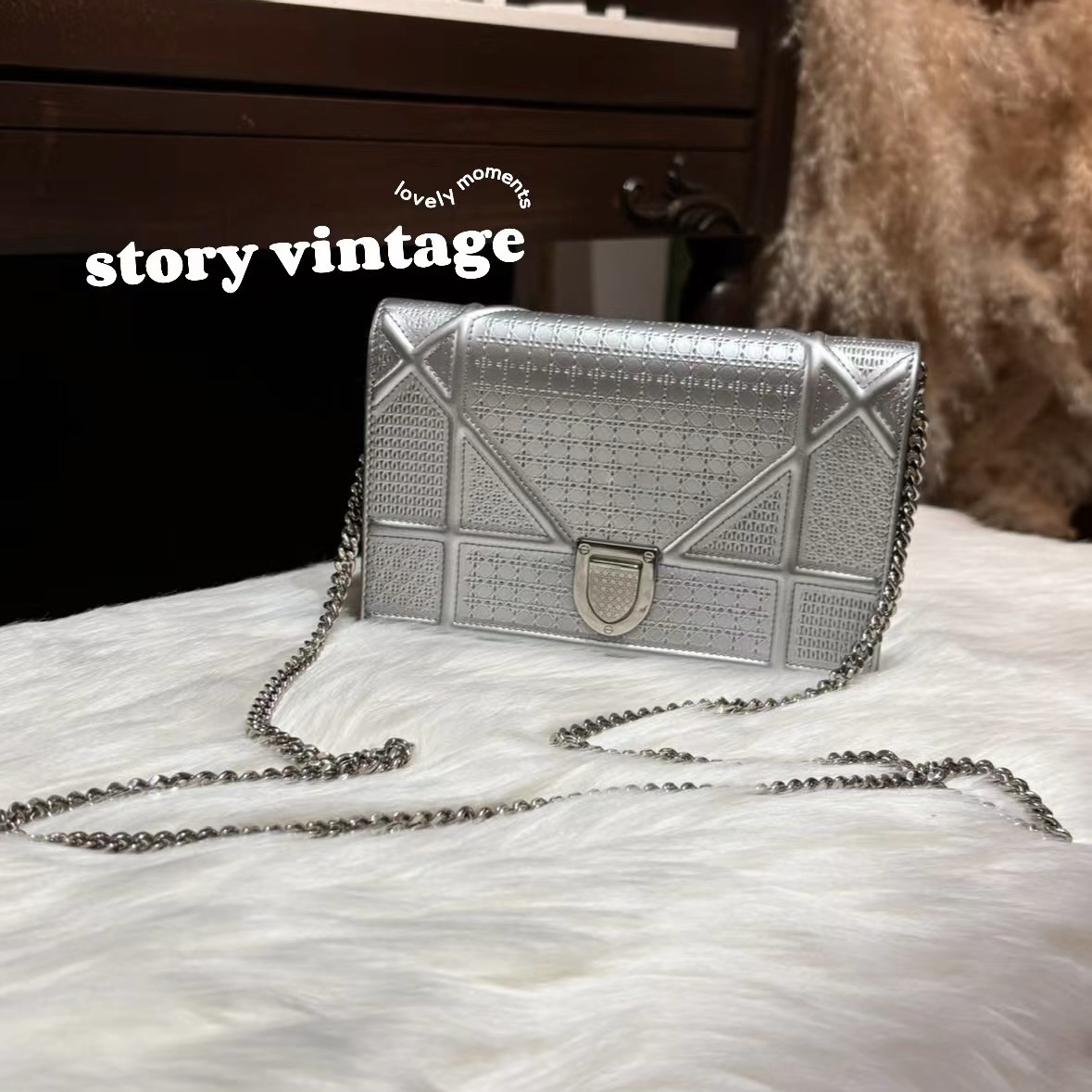 95新 DIOR/迪奥 银色盾牌包Rama漆皮【士多梨】