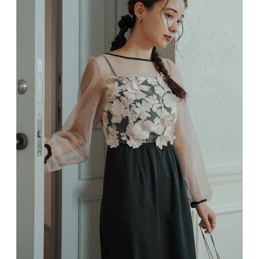 【强哥外贸】 秋季新款 K 联名款 花卉图案薄纱婚纱连衣裙