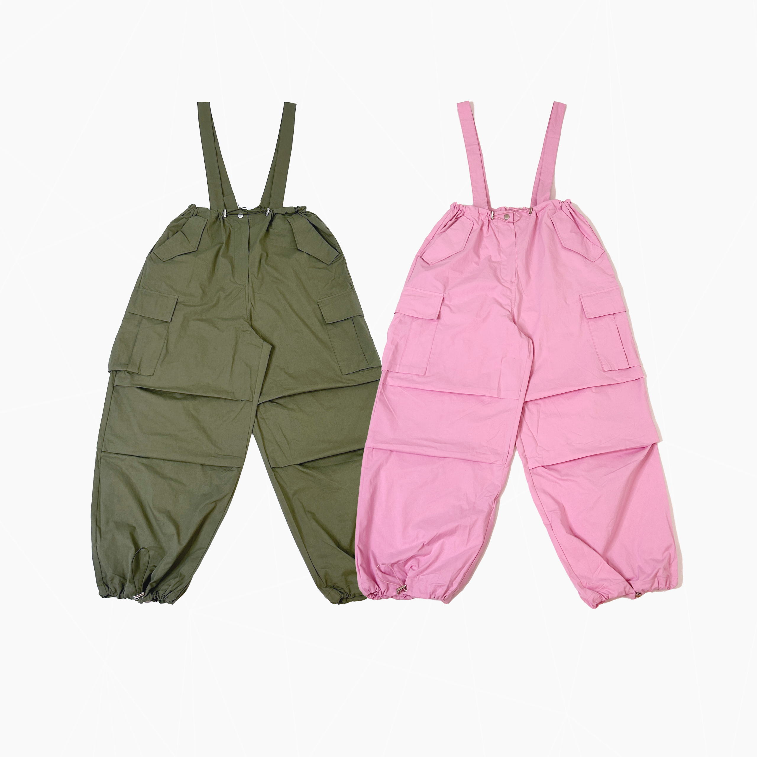 2024夏季新款休闲宽松纯色束脚休闲背带裤3486