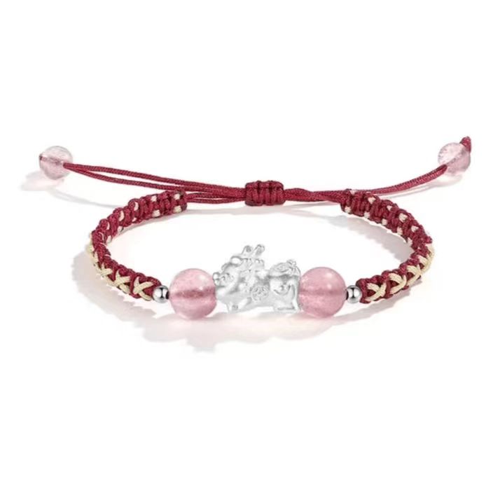 足银手链 足银999貔貅宝宝手链招财纳福情侣手链纯手工时尚百搭  