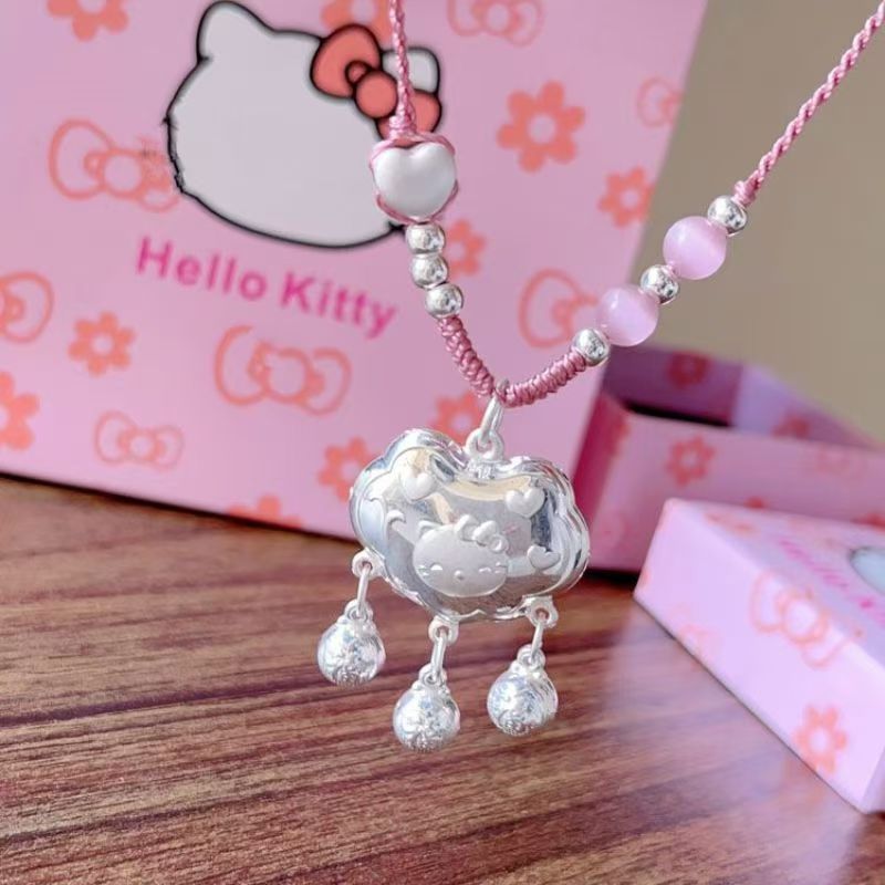 吊坠足银 足银999吊坠祥云凯蒂猫纯手工爱心编织时尚百搭素款   