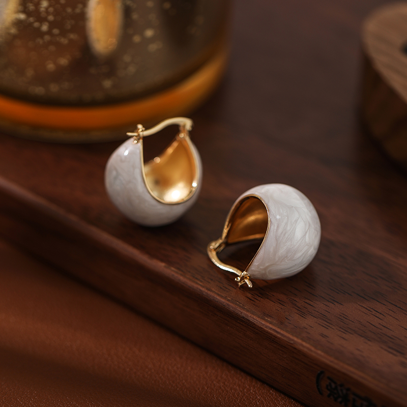 米丁 铜合金耳饰 法式高级感水滴金属时尚耳环轻奢新款气质耳扣