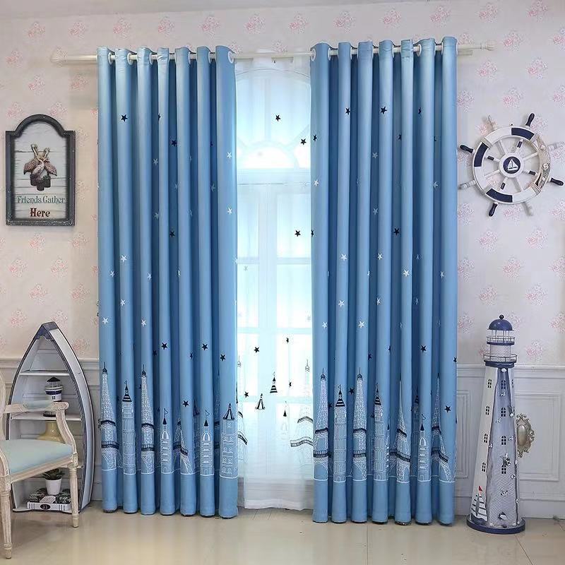 城堡窗帘绣花卡通儿童房卧室飘窗特价正品成品定制隔热遮光窗帘布