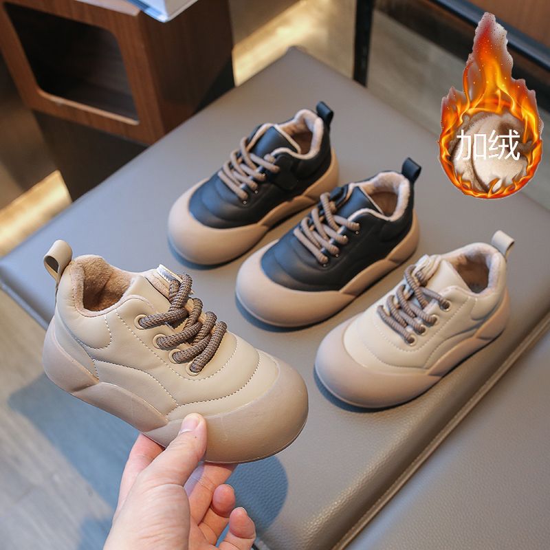 回力瑞儿童板鞋2023冬季新款毛毛虫加绒男女童鞋时尚休闲鞋男宝潮