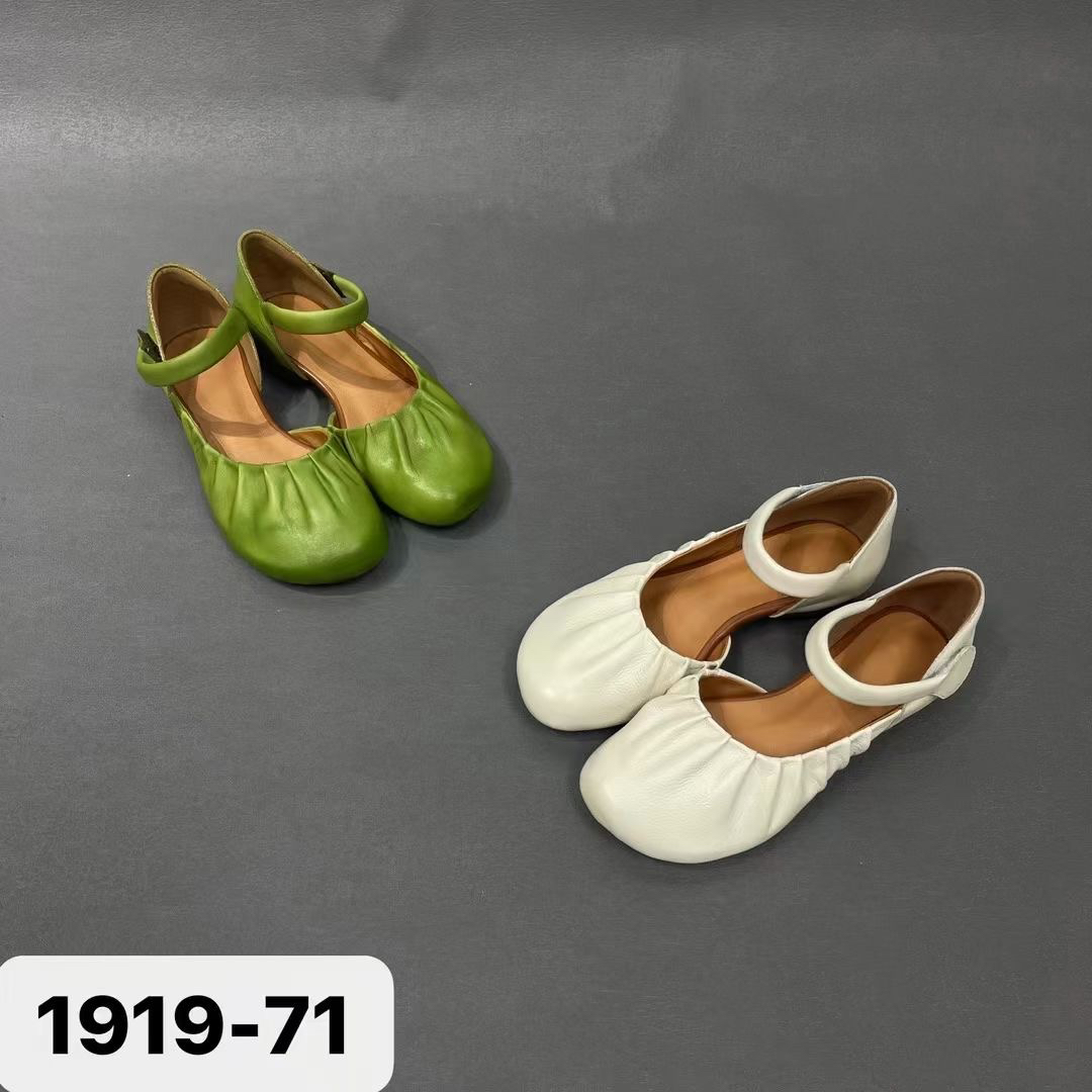 1919-71纯牛皮手工复古圆头糖果玛丽珍一字粘带舒适软皮软底舒适