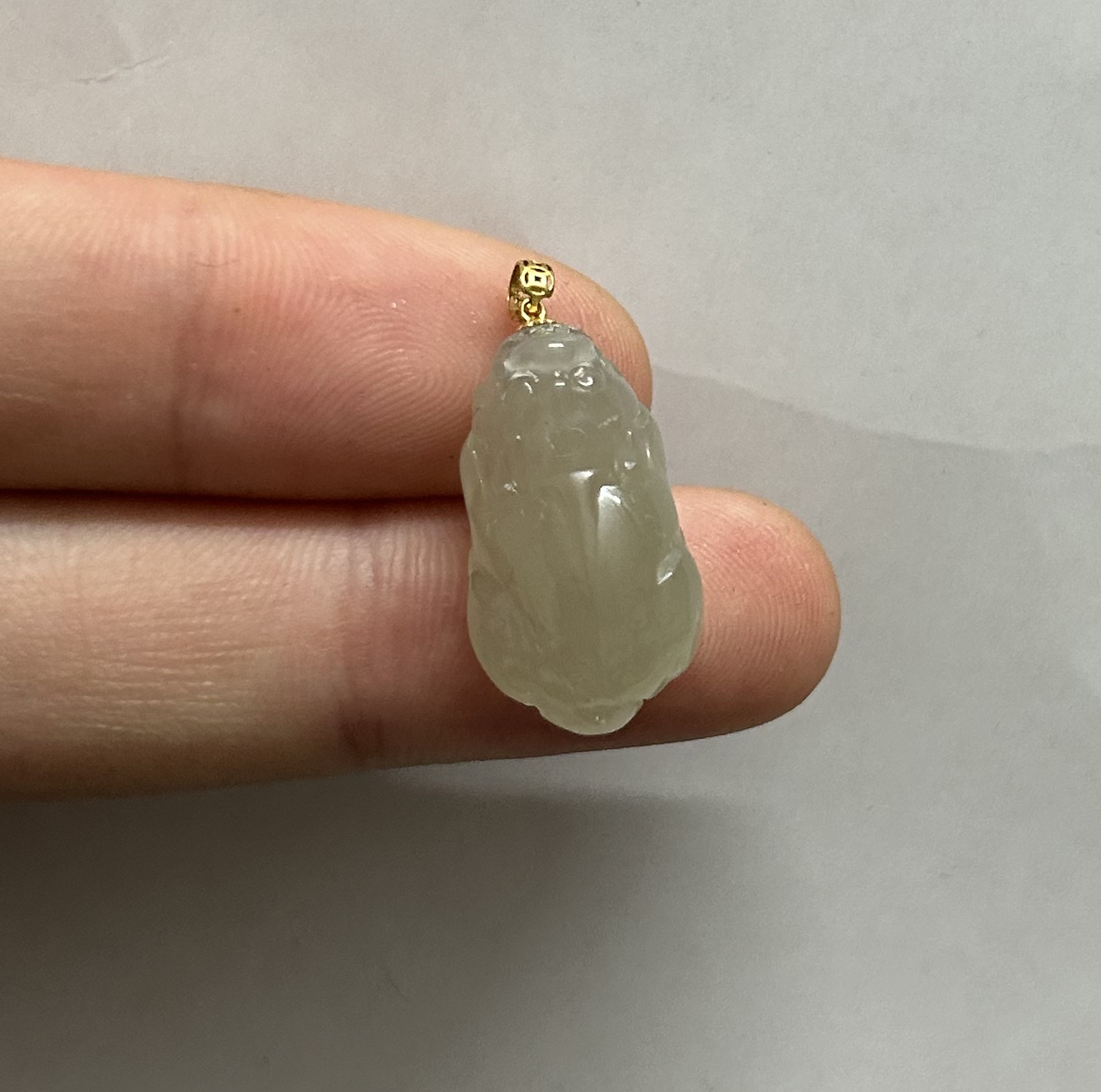 雷鹿～和田玉18K貔貅吊坠1823