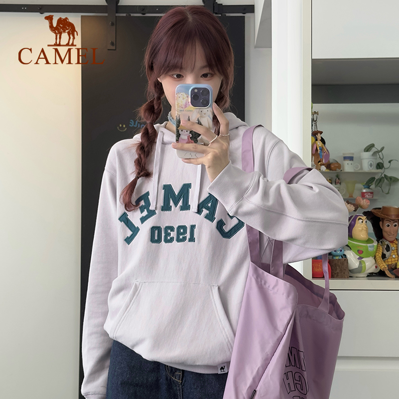 【骆驼卫衣】1930连帽男女秋季新款情侣长袖套头上衣宽松卫衣流光风