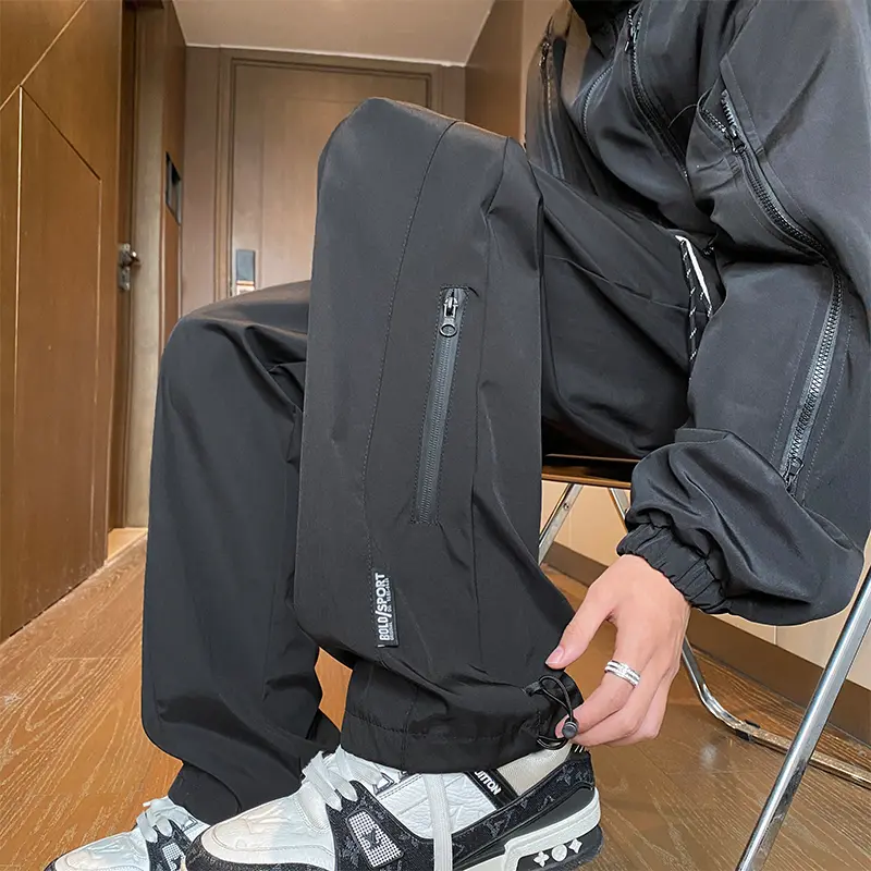 美式冲锋裤子男款秋冬季加绒加厚潮流防水登山裤高街痞帅休闲长裤