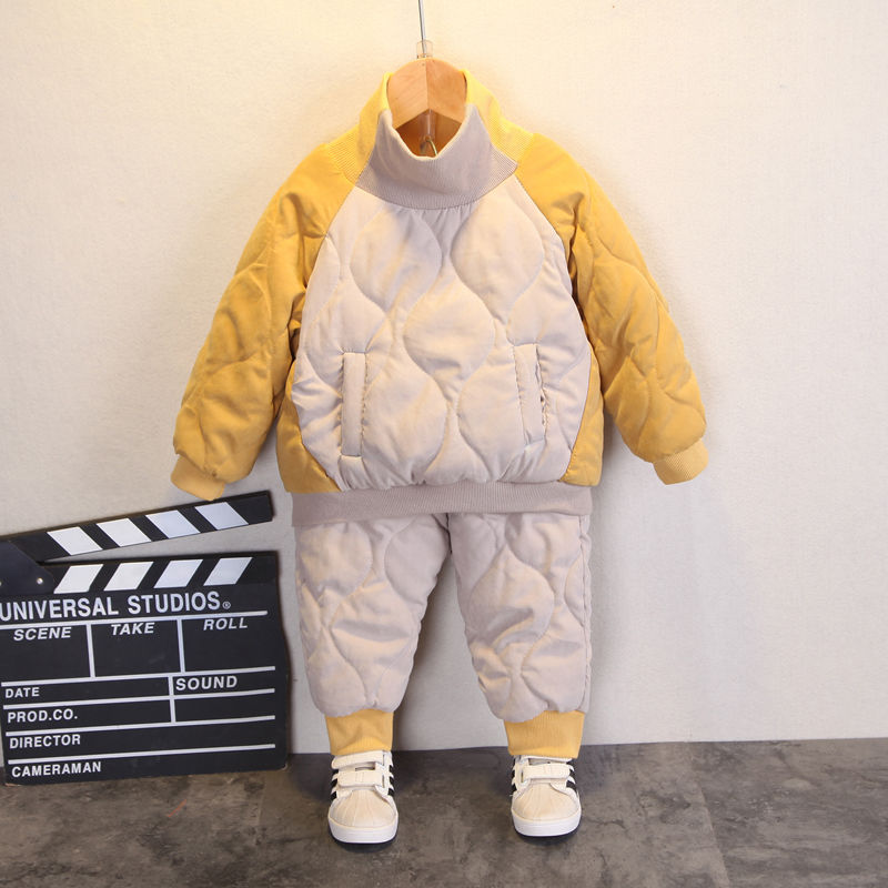 男小童棉衣套装2023新款洋气冬装加厚棉服宝宝秋冬棉服两件BBE