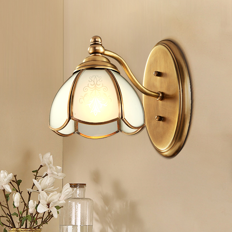 可洛欧美式卫生间镜前浴室灯玄关灯罩朝下全铜壁灯防水不生锈灯具